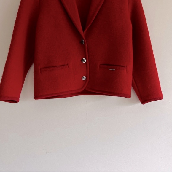 Geiger Vintage Red Boiled Wool Button Jacket Women's Size 8 - Picture 7 of 16
